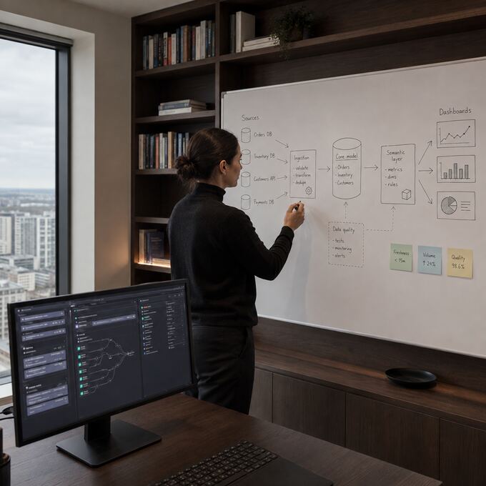 Specialist mapping a data and AI architecture in Rotterdam